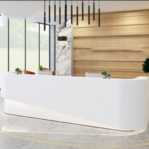 Best Selling Curved Luxury Design Office Furniture Counter Front Table Modern Cashier Leisure Club Reception Desk Beauty Salon