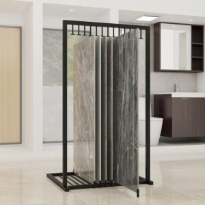 Customized  push pull display marble  sliding large format tile display stand ceramicquartz tile display rack
