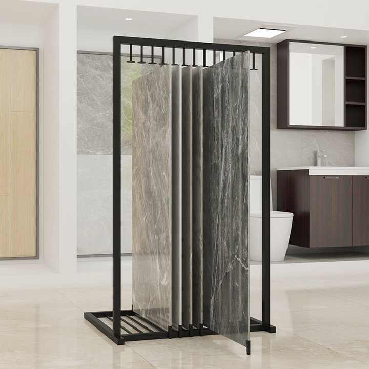 Customized  push pull display marble  sliding large format tile display stand ceramicquartz tile display rack - Image 3