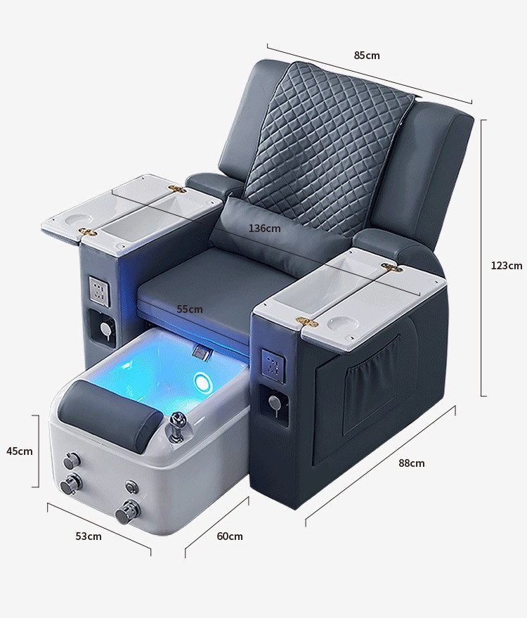 Modern Nail Salon Furniture Foot Spa Massage Electric Manicure Pedicure Chairs Luxury No Plumbing Pedicure Chair with Basin - Image 3