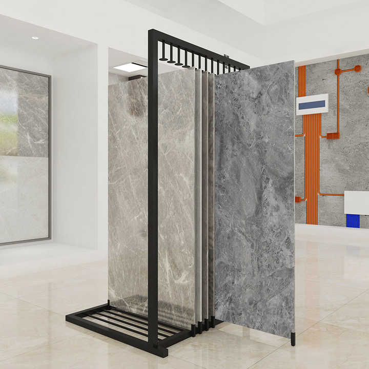 Customized  push pull display marble  sliding large format tile display stand ceramicquartz tile display rack - Image 5