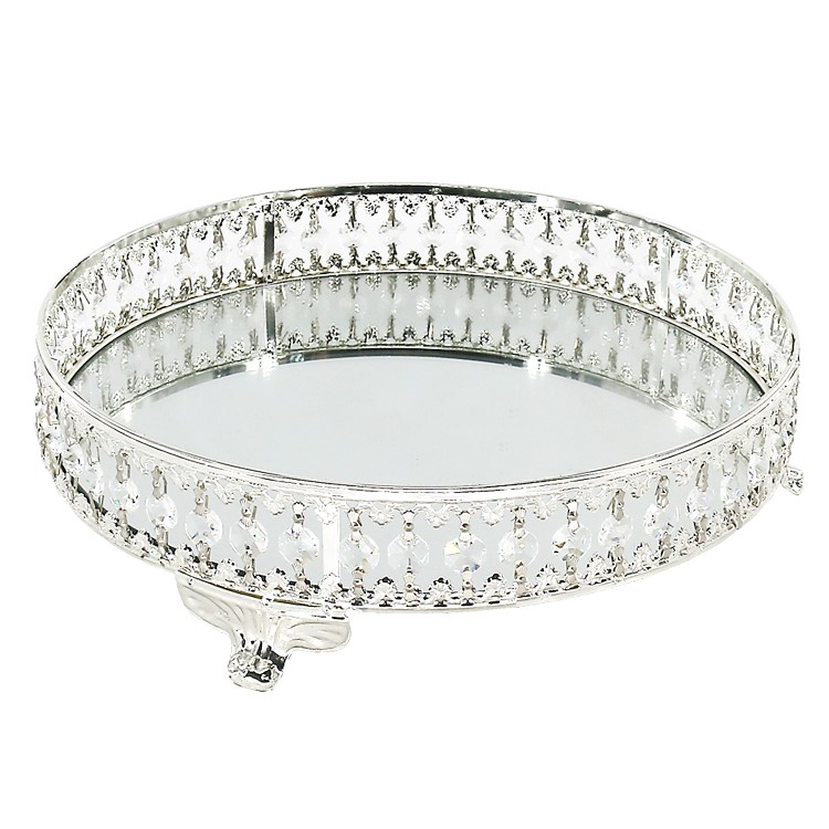 Wholesale Luxury Wedding Cake Stands Set Cake Snack Dessert Sweet Display Stand Crystal Metal Mirror Face Cake Stand Plates - Image 6