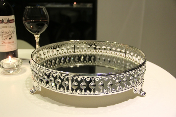 Wholesale Luxury Wedding Cake Stands Set Cake Snack Dessert Sweet Display Stand Crystal Metal Mirror Face Cake Stand Plates - Image 3