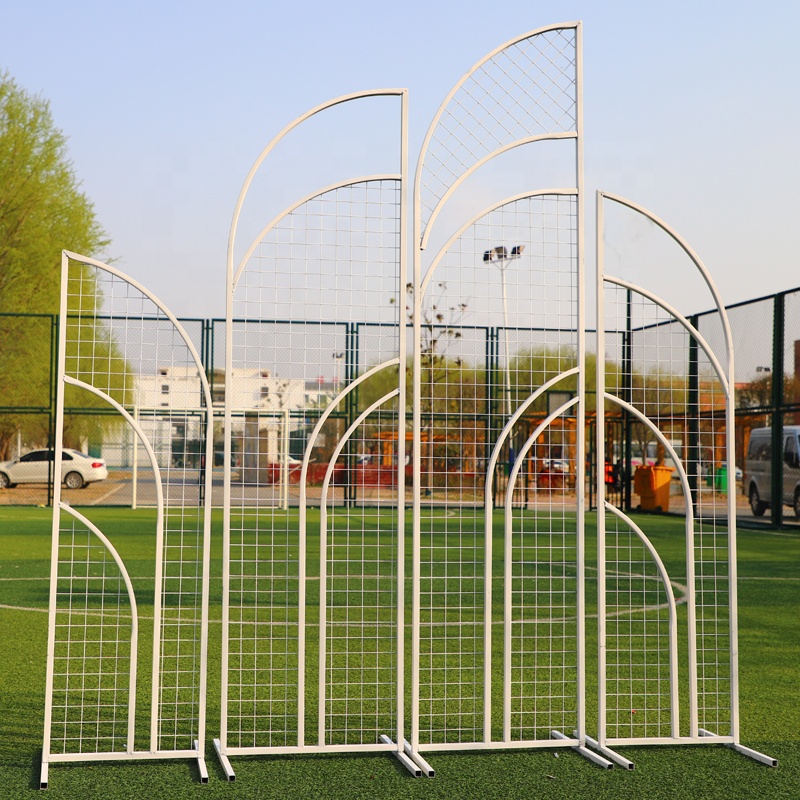 High Quality Square Mesh Backdrop Wedding Event Decoration Arch Stand Metal Square Grid Stand Mesh Backdrop with Flowers - Image 4
