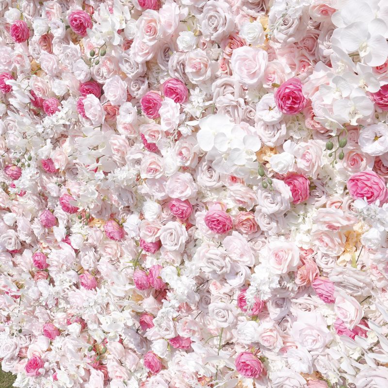 new arrival wedding party decoration artificial rose flower wall backdrop roll up 3d 5d floral 8ft x 8ft pink flower wall panel - Image 5