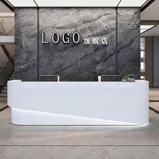 Best Selling Curved Luxury Design Office Furniture Counter Front Table Modern Cashier Leisure Club Reception Desk Beauty Salon - Image 3