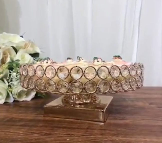 Wholesale Luxury Wedding Cake Stands Set Cake Snack Dessert Sweet Display Stand Crystal Metal Mirror Face Cake Stand Plates - Image 4