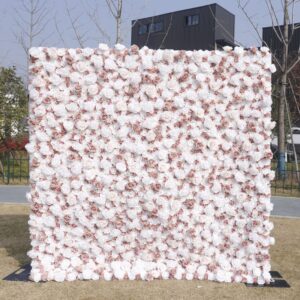 Custom 3D 5D Flower Wall Backdrop 8ftx8ft Event Wedding Decorative Artificial Silk Rose Floral Panel Roll Up Flower Wall Curtain