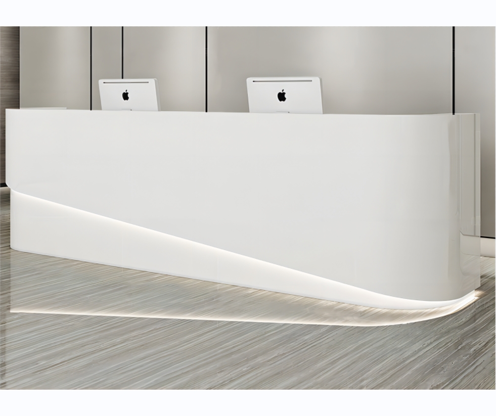 Best Selling Curved Luxury Design Office Furniture Counter Front Table Modern Cashier Leisure Club Reception Desk Beauty Salon - Image 2