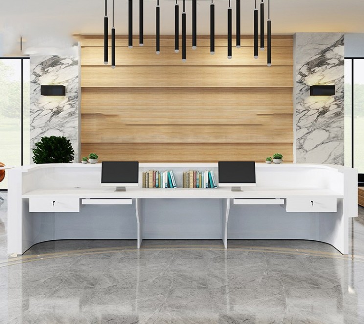 Best Selling Curved Luxury Design Office Furniture Counter Front Table Modern Cashier Leisure Club Reception Desk Beauty Salon - Image 6