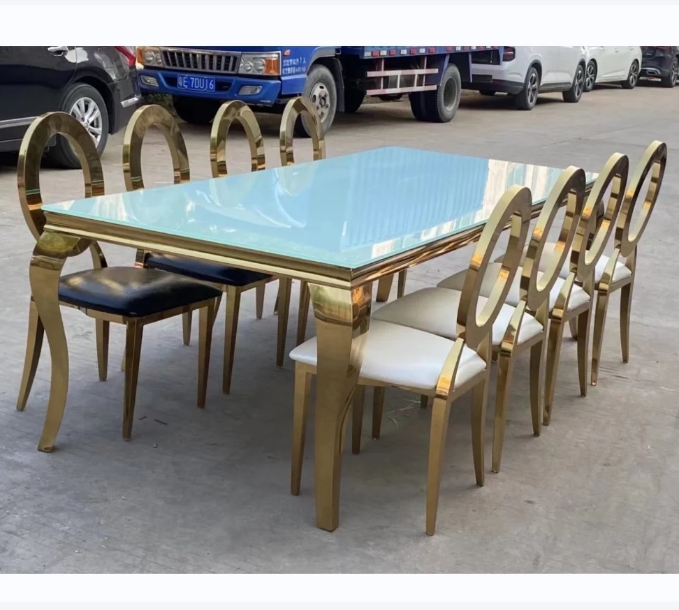 Home Kitchen Dinning Room 4/6/8 Seater metal dinning table set modern marble dinner table and chairs set dining room furniture - Image 2