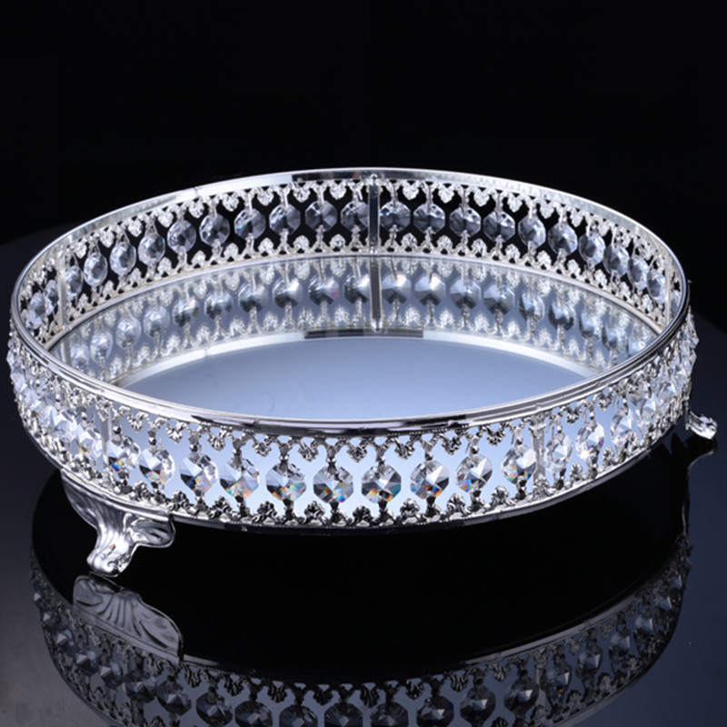 Wholesale Luxury Wedding Cake Stands Set Cake Snack Dessert Sweet Display Stand Crystal Metal Mirror Face Cake Stand Plates - Image 5