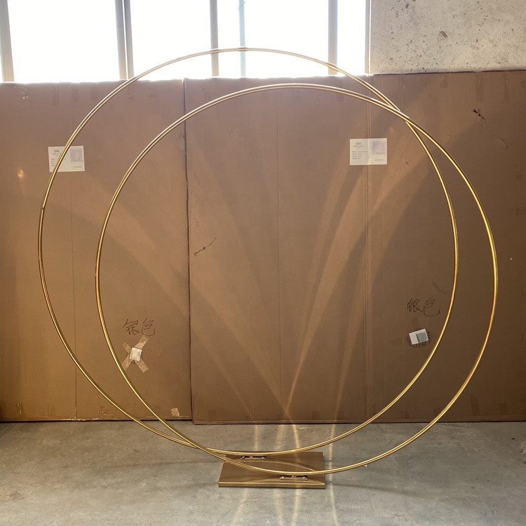 Wholesale gold stainless steel balloon arch stand circle backdrop round flower arch wedding decoration ring backdrop stand - Image 4