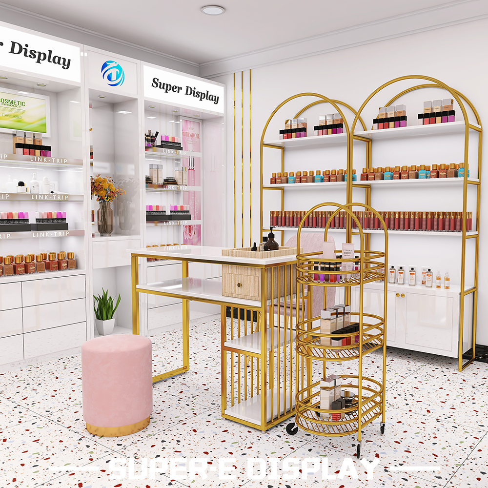 New Invention Beauty Shop Furniture Nail Counter Manicure Tables Modern Hairdressing Store Station Spa Store Design for Sale - Image 2