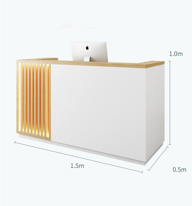 High-end Clothes Store Small Checkout Counter Modern Reception Counter Desk Design Wooden White Salon Reception Desk Front Desk - Image 6