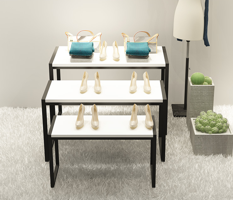 Boutique Gold Clothing Wall Rack Nesting Table Clothing Store Display Stand Middle Island Table Shoes Bag Window Display Table - Image 6