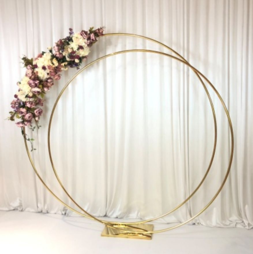 Wholesale gold stainless steel balloon arch stand circle backdrop round flower arch wedding decoration ring backdrop stand - Image 6