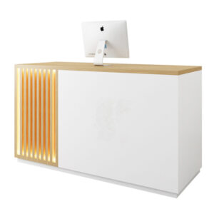 High-end Clothes Store Small Checkout Counter Modern Reception Counter Desk Design Wooden White Salon Reception Desk Front Desk