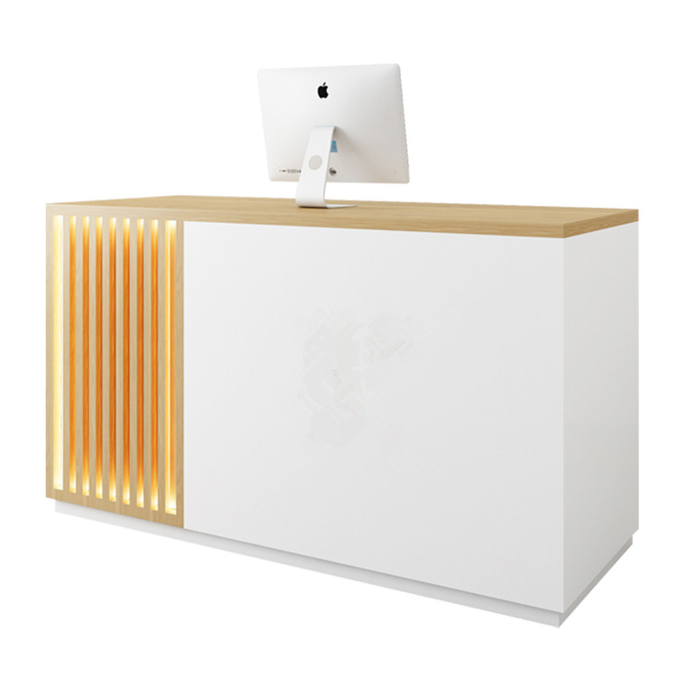 High-end Clothes Store Small Checkout Counter Modern Reception Counter Desk Design Wooden White Salon Reception Desk Front Desk