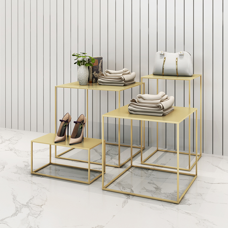 Custom metal gold handbag display stand shoes rack for garment shop - Image 3