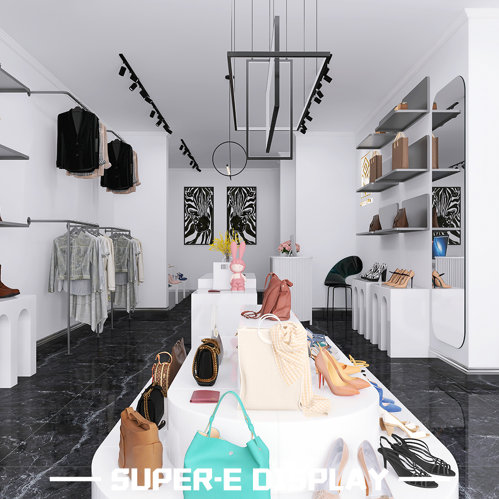 Boutique Interior Store Design Bag Handbag Display Furniture Shoe Shelf Stand Display Wall Mounted Shoe Rack For Shoe Handbag - Image 4