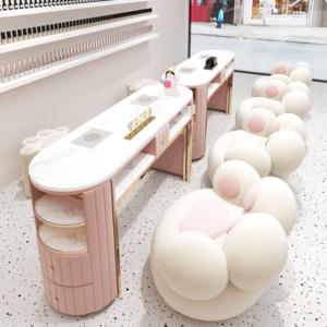 Simple Cute Manicure Furniture Portable Movable Nail Table and Chair Set Manicure Table
