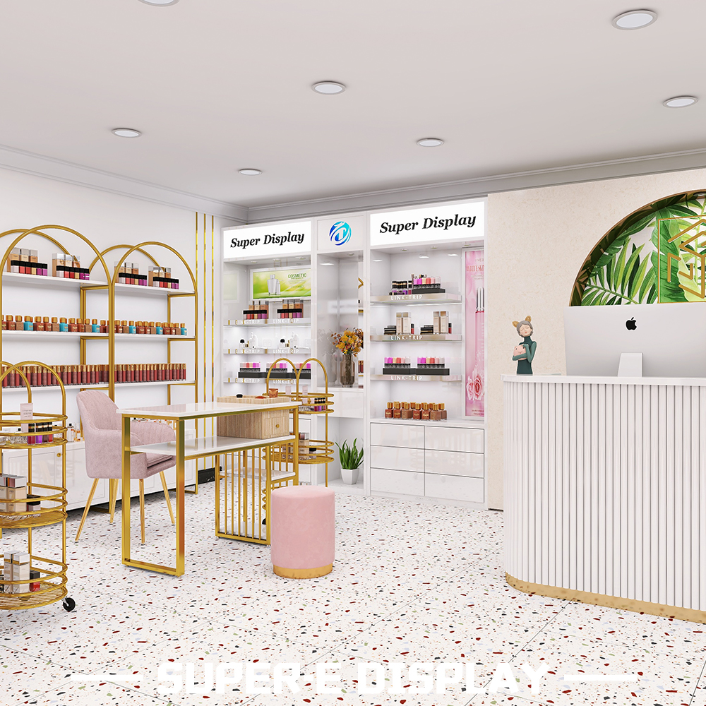 New Invention Beauty Shop Furniture Nail Counter Manicure Tables Modern Hairdressing Store Station Spa Store Design for Sale - Image 4
