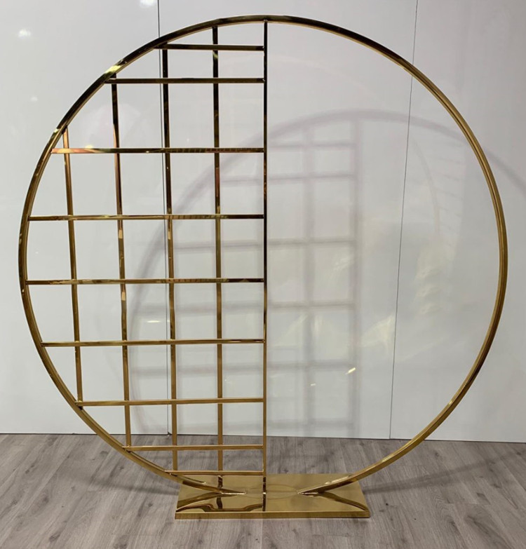 Wedding Decoration Gold Round Backdrop gold stainless steel metal Circle wedding backdrop flower stand for display event party