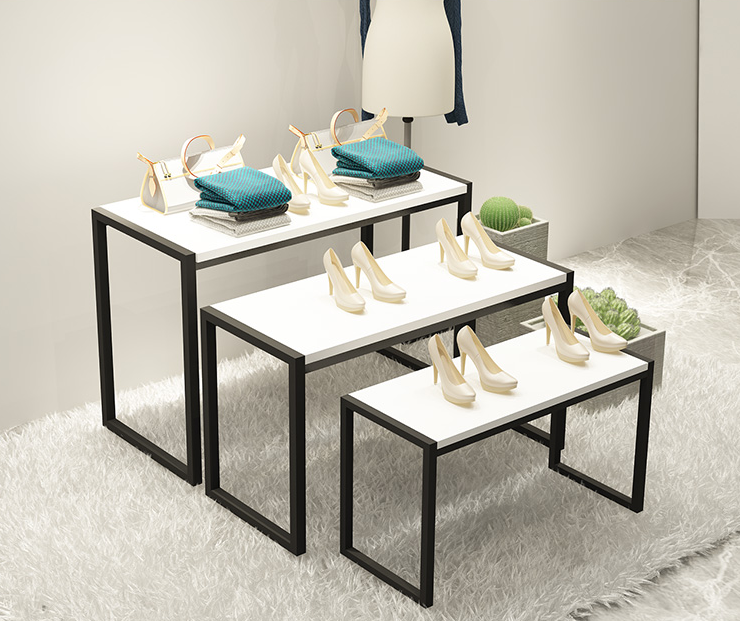 Boutique Gold Clothing Wall Rack Nesting Table Clothing Store Display Stand Middle Island Table Shoes Bag Window Display Table - Image 2