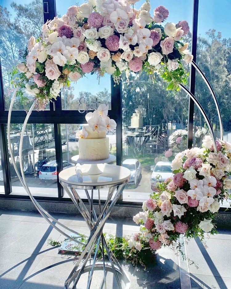 Wholesale gold stainless steel balloon arch stand circle backdrop round flower arch wedding decoration ring backdrop stand - Image 5