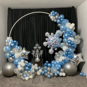 Wedding Party Decorations Props Arch Backdrop Stand Round Circle Gold Frame Grid Event Background Decor with Balloon and Flowers
