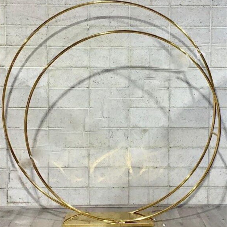 Wholesale gold stainless steel balloon arch stand circle backdrop round flower arch wedding decoration ring backdrop stand - Image 3