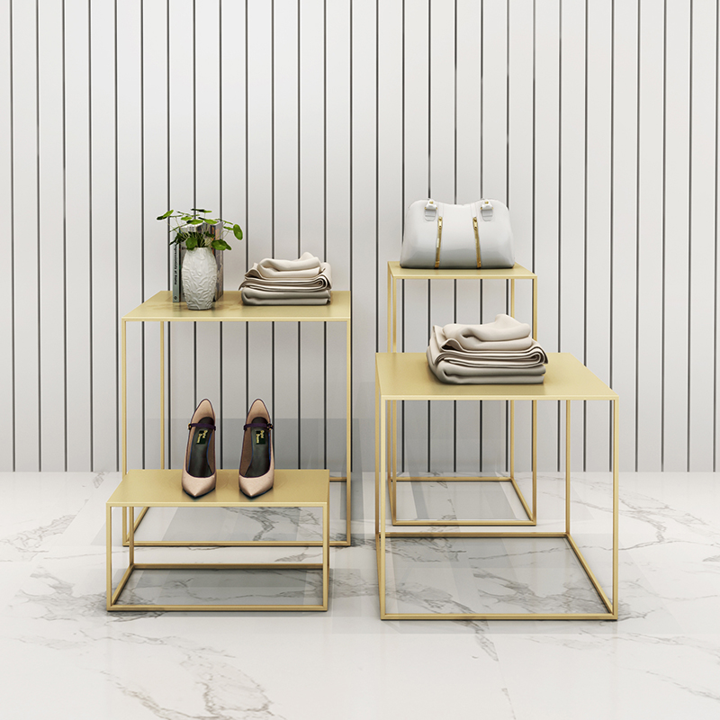 Custom metal gold handbag display stand shoes rack for garment shop - Image 2