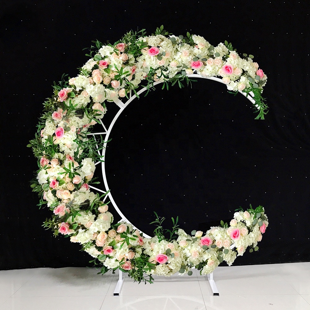 Gold Half Moon Wedding Party Stage Decoration Moon Shape 2m Round Metal Stand Romantic Crescent Arch Half Moon Shape Backdrop - Image 6