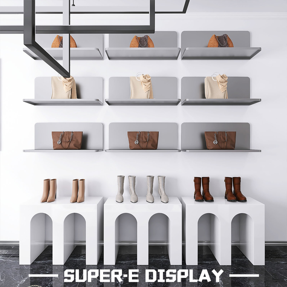 Boutique Interior Store Design Bag Handbag Display Furniture Shoe Shelf Stand Display Wall Mounted Shoe Rack For Shoe Handbag - Image 2