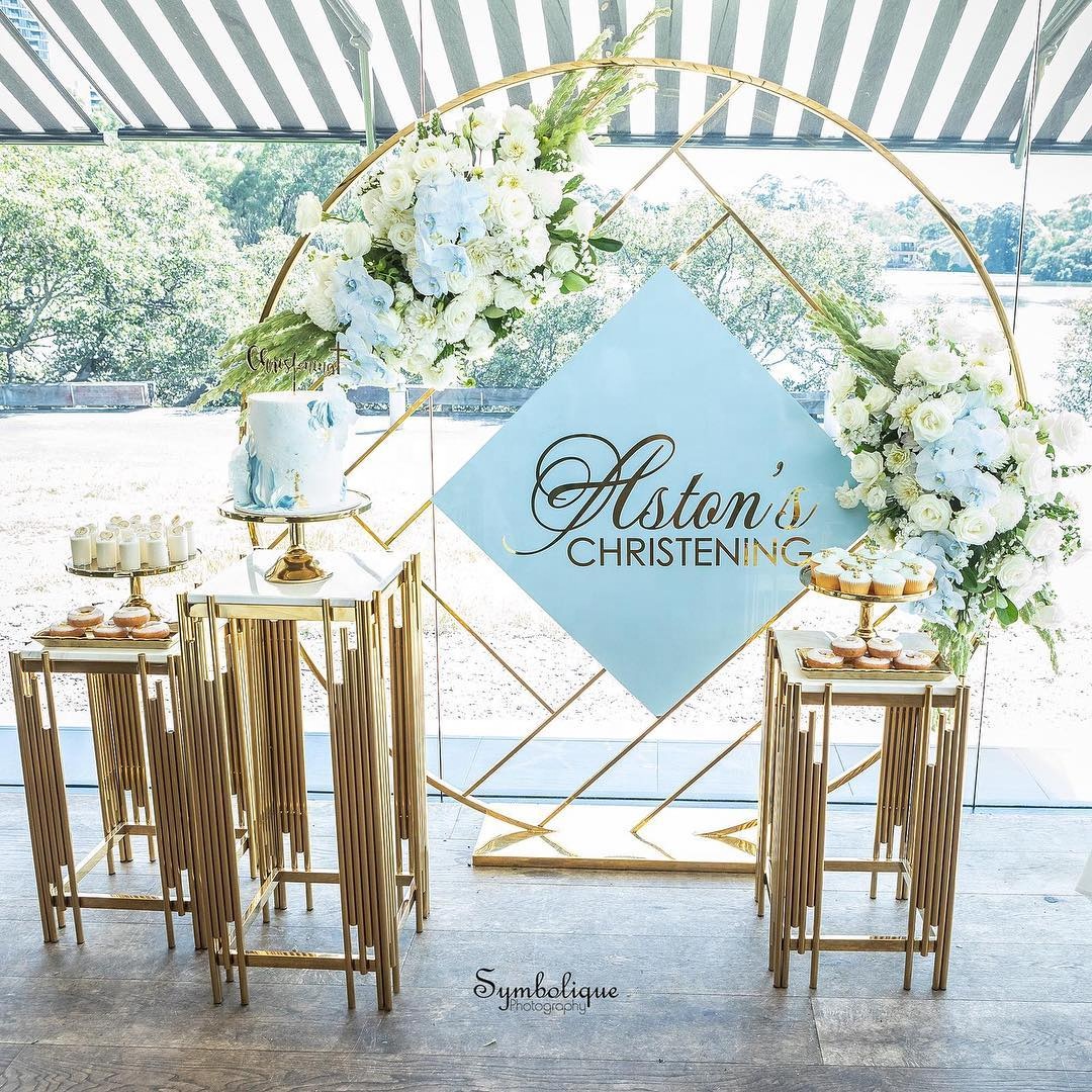 Wedding Decoration Shiny Gold Stainless Steel Flower Frame Stands Wall Round Circle Gold Round Backdrop