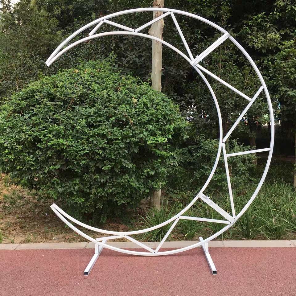 Gold Half Moon Wedding Party Stage Decoration Moon Shape 2m Round Metal Stand Romantic Crescent Arch Half Moon Shape Backdrop - Image 3