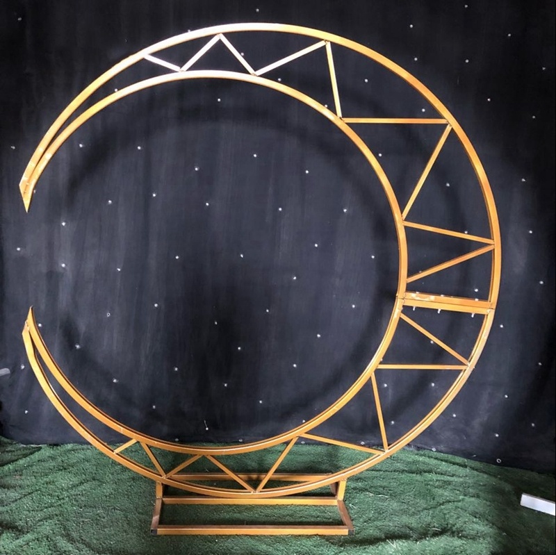 Gold Half Moon Wedding Party Stage Decoration Moon Shape 2m Round Metal Stand Romantic Crescent Arch Half Moon Shape Backdrop - Image 4