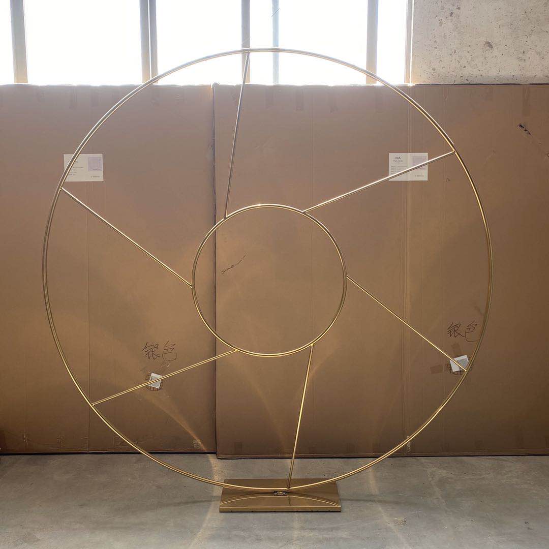 Wedding Decoration Gold Round Backdrop gold stainless steel metal Circle wedding backdrop flower stand for display event party - Image 3