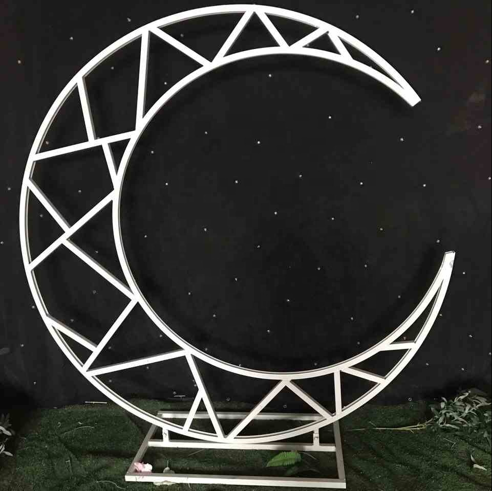 Gold Half Moon Wedding Party Stage Decoration Moon Shape 2m Round Metal Stand Romantic Crescent Arch Half Moon Shape Backdrop - Image 2