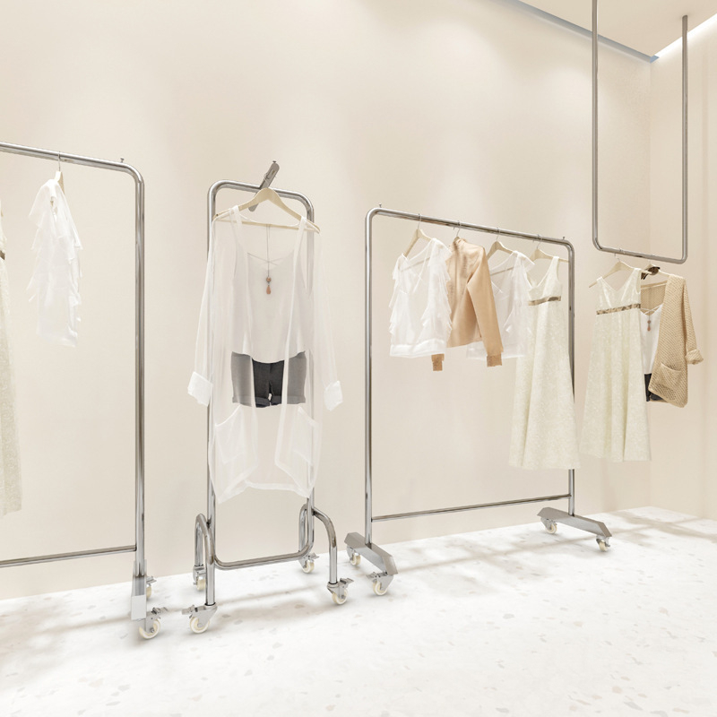 Gold Garment Clothing Store Furniture Design Retail Store Gold Metal Display Racks Shelf Clothes Display Rack Stand For Shop - Image 4