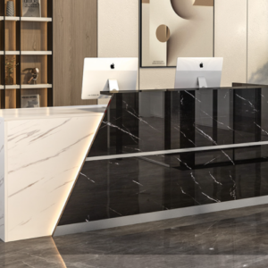 Custom Luxury Salon Reception Furniture Retail Clothing Wood Front Desk Cash Counter Design for Garment Shop