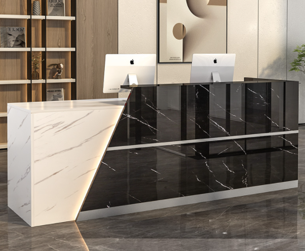 Custom Luxury Salon Reception Furniture Retail Clothing Wood Front Desk Cash Counter Design for Garment Shop