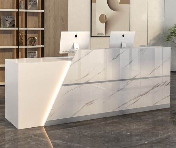 Custom Luxury Salon Reception Furniture Retail Clothing Wood Front Desk Cash Counter Design for Garment Shop - Image 3