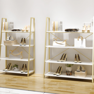 Clothing Store Shoes Bags Display Rack Selling Golden Multilayer Display Cabinet