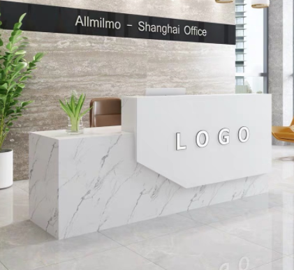 Custom Luxury Salon Reception Furniture Retail Clothing Wood Front Desk Cash Counter Design for Garment Shop - Image 5