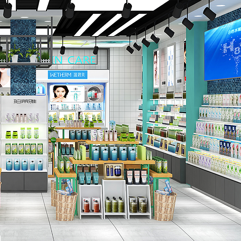 Custom Cosmetic Retail Interior Store Furniture Design Perfume Skincare Display Shelves Makeup Cosmetic Shop Display Racks Ideas - Image 2