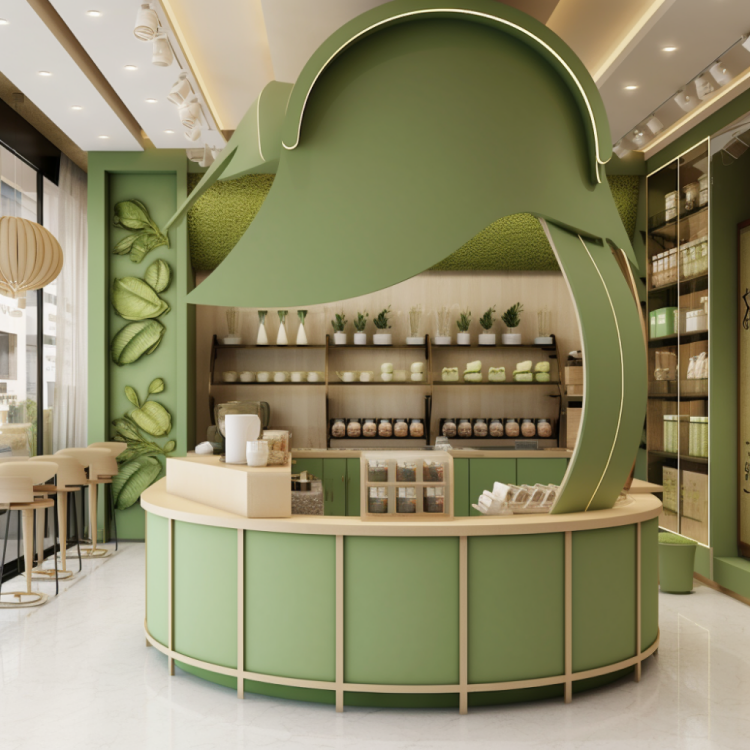 Modern Bubble Tea Coffee Shop Interior Decoration Tailor Design Custom Retail Milk Tea Stores Display Wooden Fixtures Wholesale - Image 6