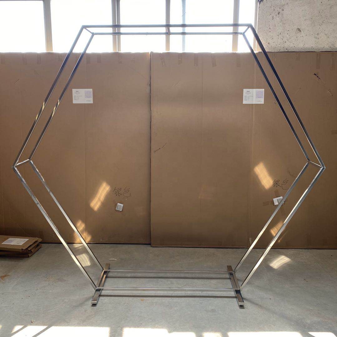 Romantic Wedding Decoration Stainless Steel Arch Hexagon Backdrop Stand