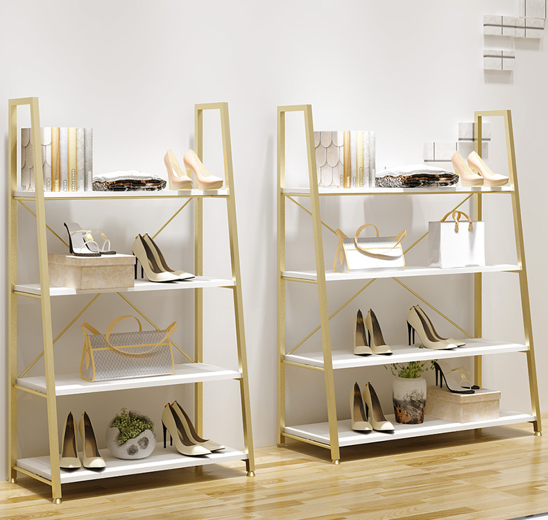 Clothing Store Shoes Bags Display Rack Selling Golden Multilayer Display Cabinet - Image 2